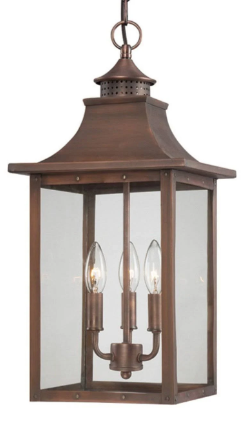 3LT SOLID COPPER/CLR LANTERN