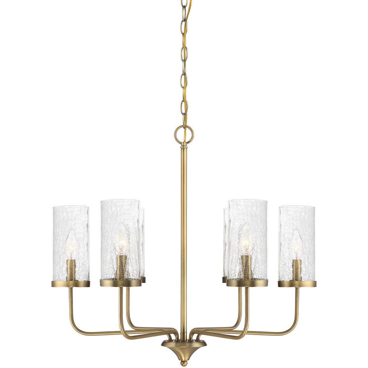 Meridian 6 Light Natural Brass Chandelier